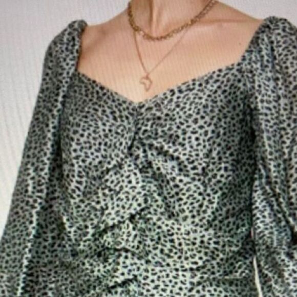 Caballero Elena Dress Animal Dot Ruffled Dress Size Small - Picture 2 of 14